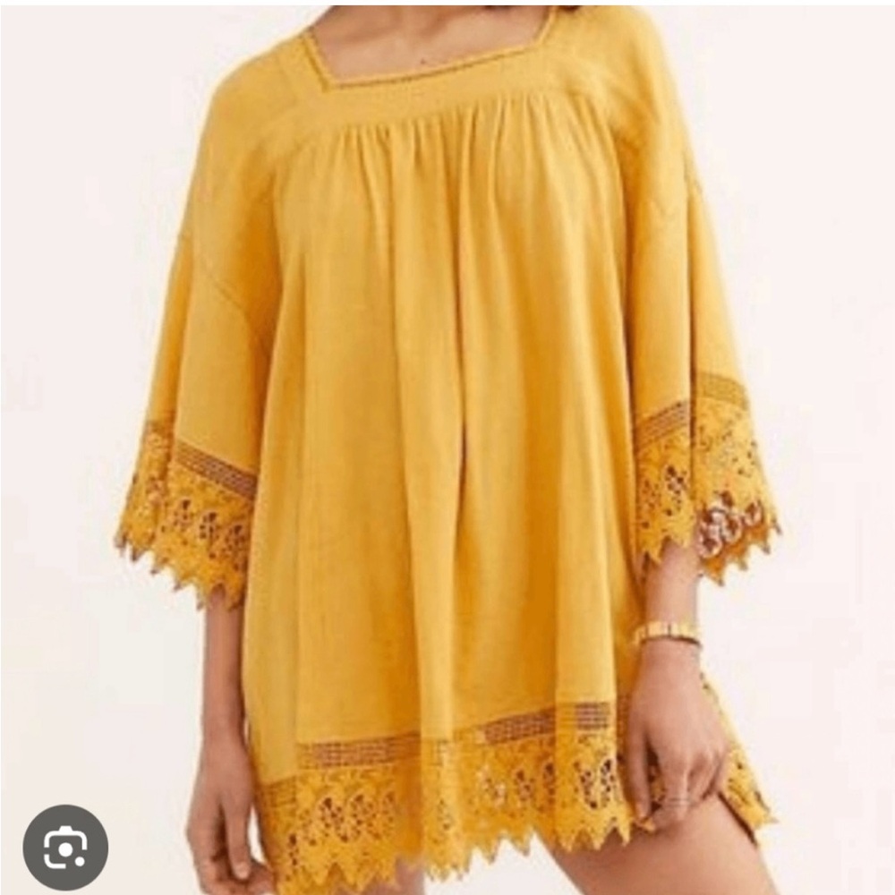 Free People Oversized Yellow Tunic Size Small